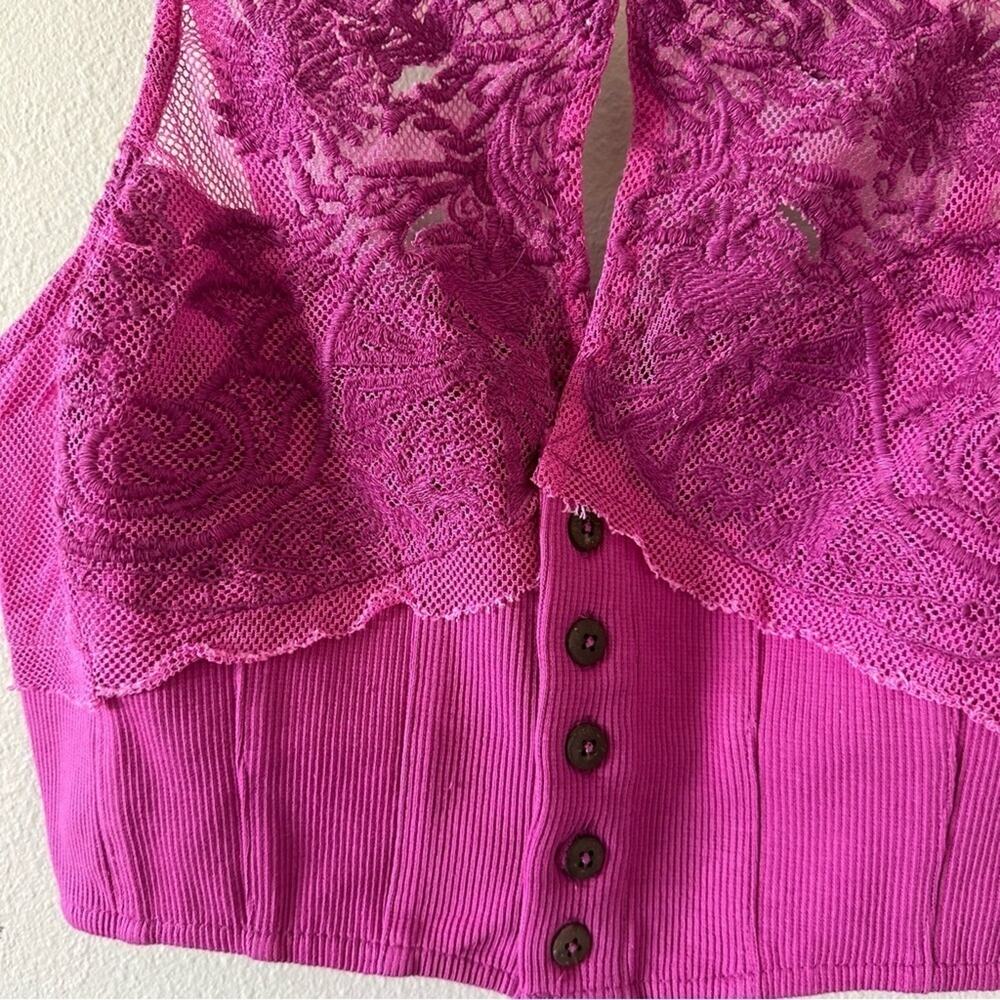 Free People Have My Heart Crop Cotton Camisole in Raspberry Sherbet NEW - Picture 3 of 11